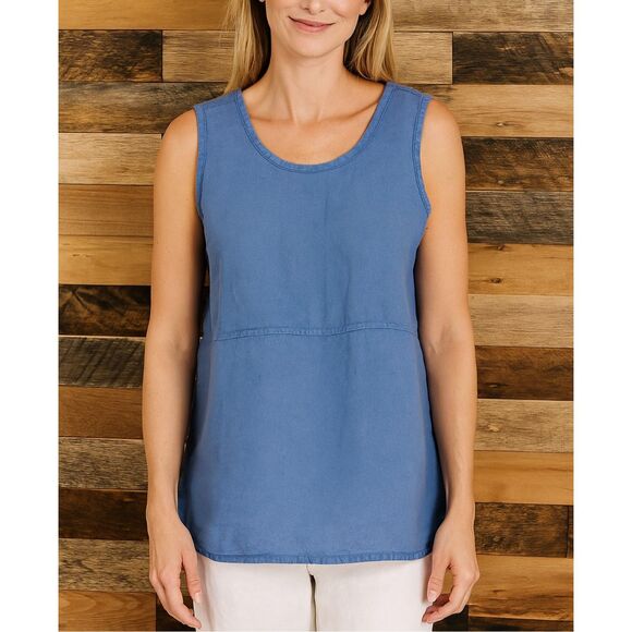 Flax NWOT blue linen sleeveless top size medium - Picture 1 of 7